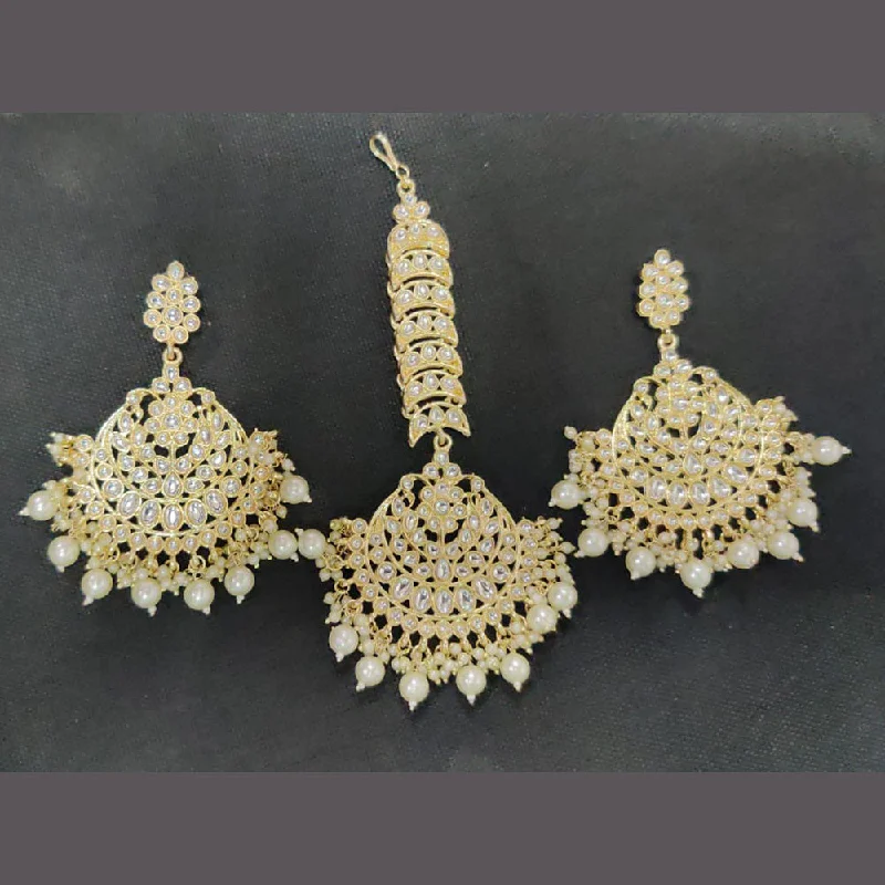 beautiful hoop earrings for women-Shreeji Gold Plated Earrings With Mangtikka