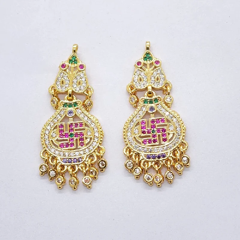 chandelier earrings for women-Raiyaraj Gold Plated American Diamond Micro Plating Pack of 3 Dangler Designer Earrings