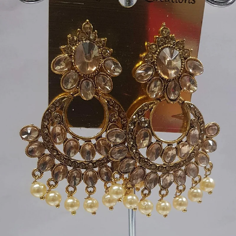 chic earrings for women-Shreeji Austrian Stone Gold Plated Dangler Earrings-ShreejiEar11