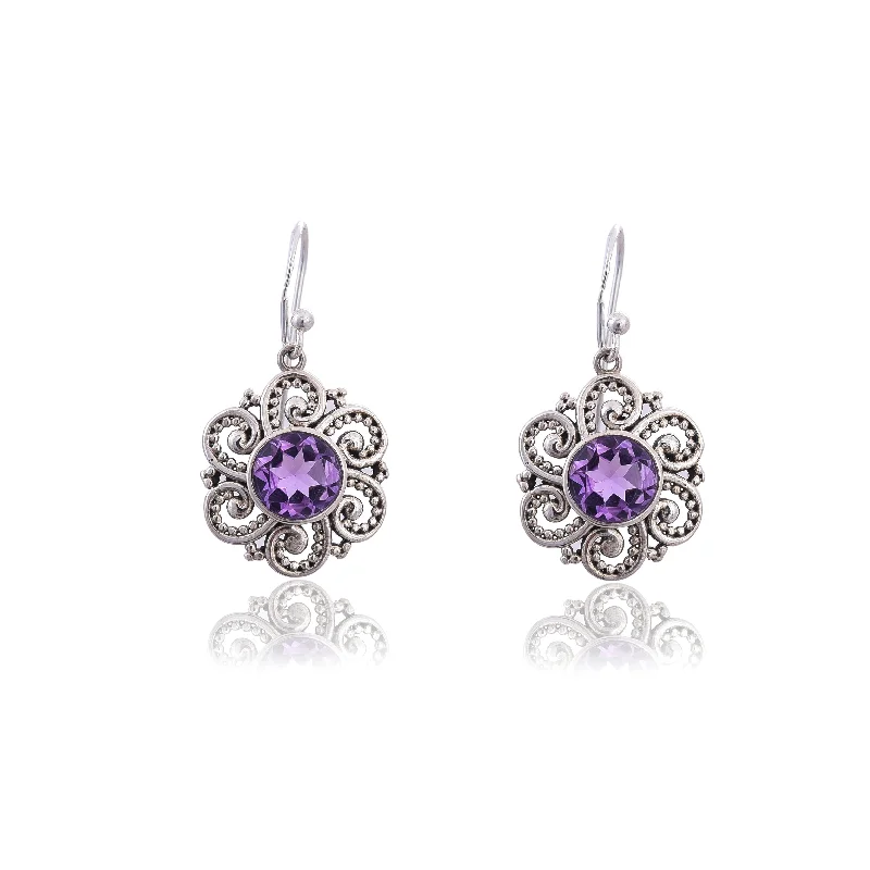 stud earrings for women-Silver Mountain 925 Silver Amethyst Earring