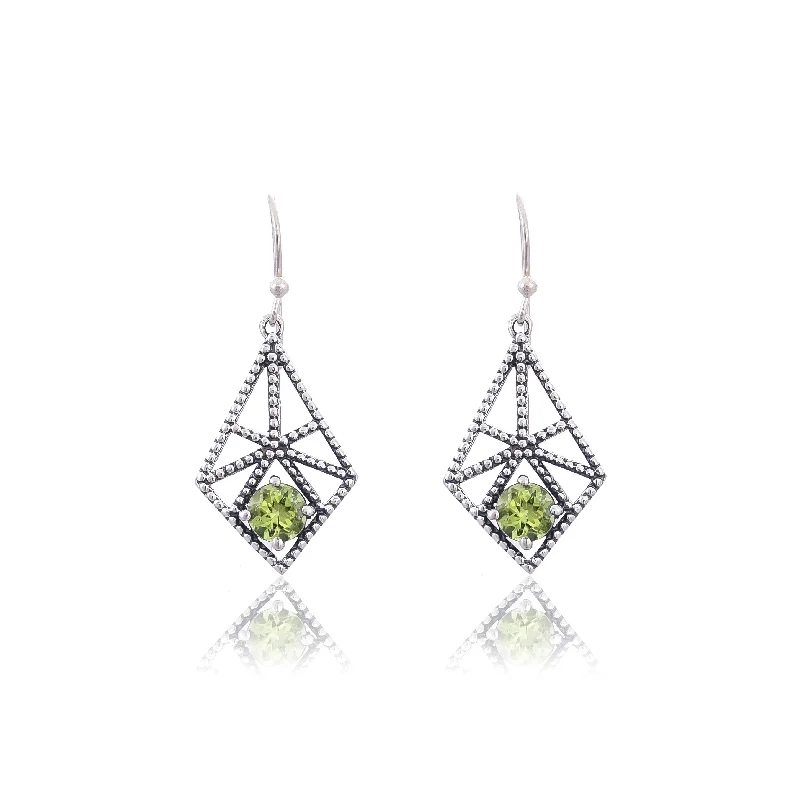 affordable stud earrings for women-Silver Mountain 925 Sterling Silver Peridot Earring