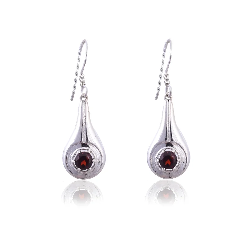 beautiful crystal earrings for women-Silver Mountain 925 Silver Garnet Earring