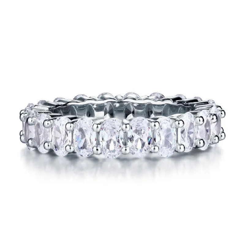 bridal engagement rings-Oval Cut Diamond Eternity Wedding Ring Band Jewelry