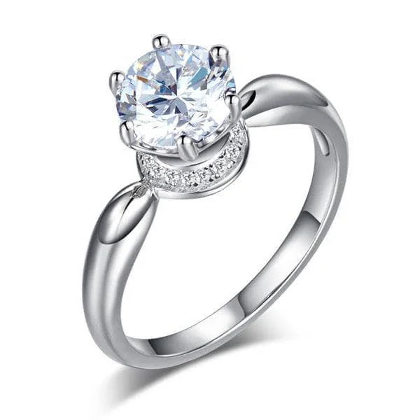 cushion cut diamond engagement rings-Created Diamond 6 Claws Crown Anniversary Ring 1.25 Ct