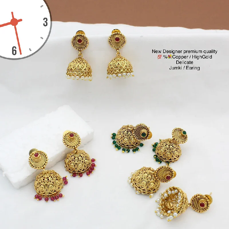 simple hoop earrings for women-Manisha Jewellery Gold Plated Pota Stone Jhumki Earrings