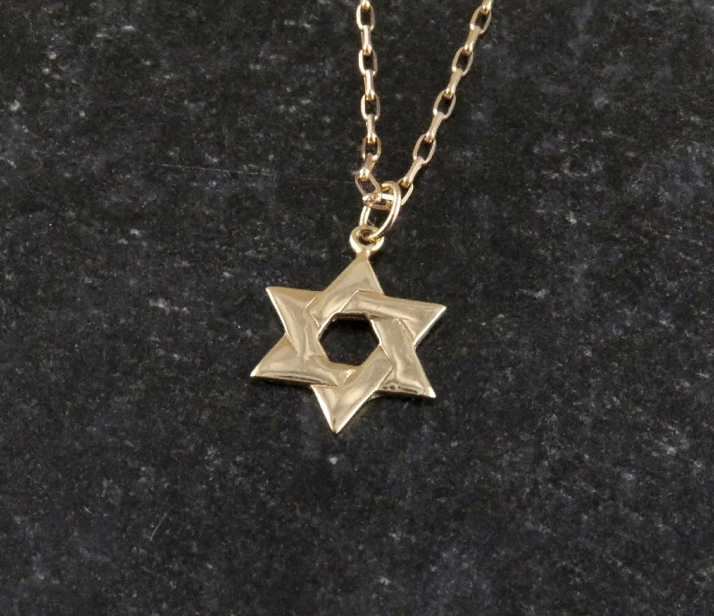 art deco necklaces for women-Solid Gold Overlap Star of David Necklace