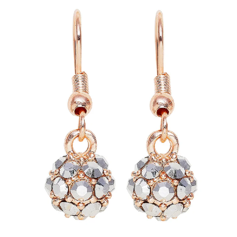 gold hoop earrings for women-Mahi Royal Sparklers Grey Crystals Ball Earrings for Women (ER1109759ZGry)