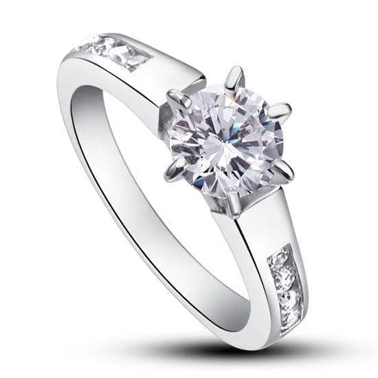 classic engagement rings with diamonds-1.25 Carat Round Cut Created Diamond Wedding Engagement Ring