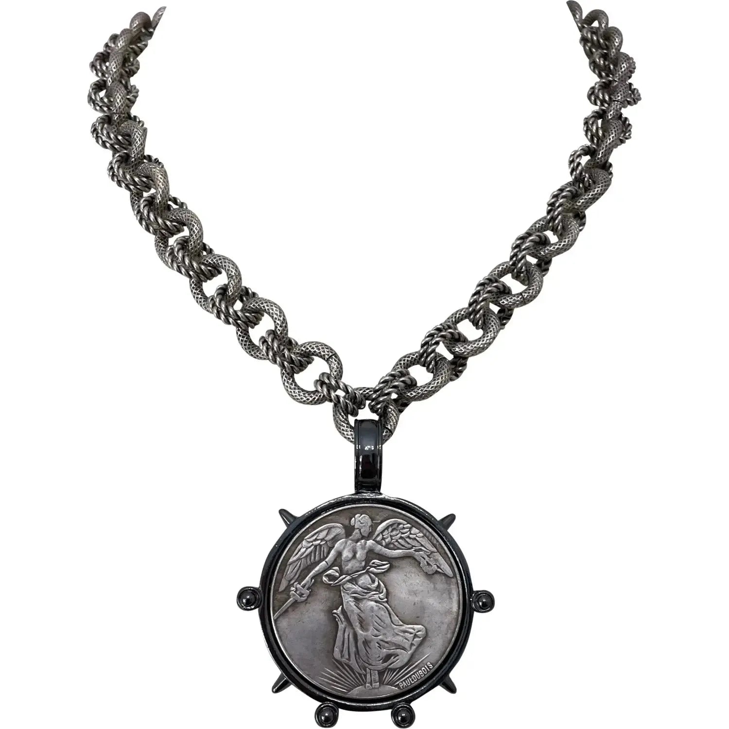 statement necklaces for women-Victory Angel Gunmetal Necklace