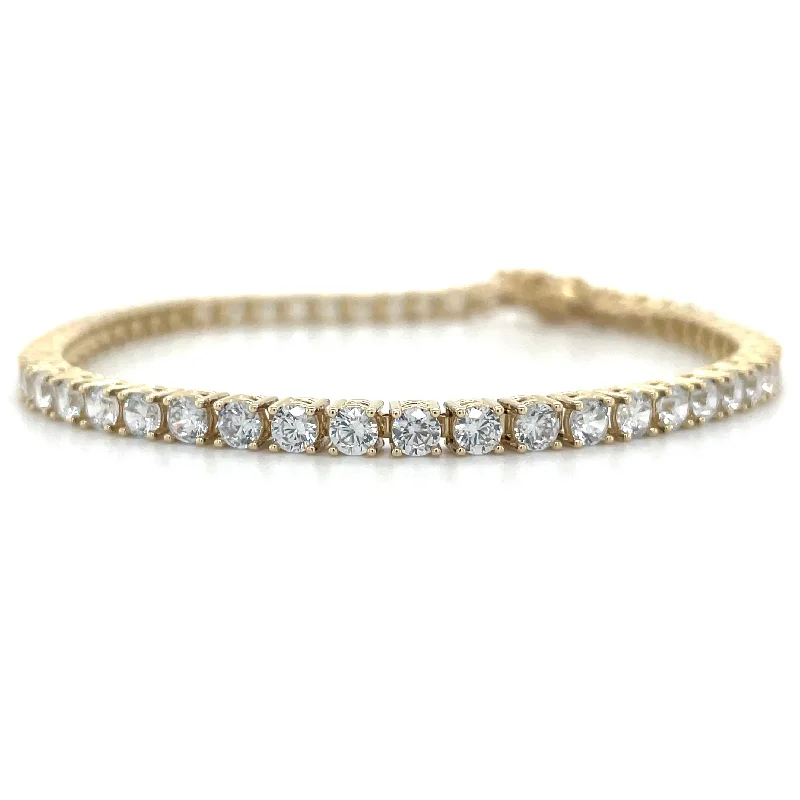 bracelet bangles for women-9ct Yellow Gold Cz Tennis Bracelet