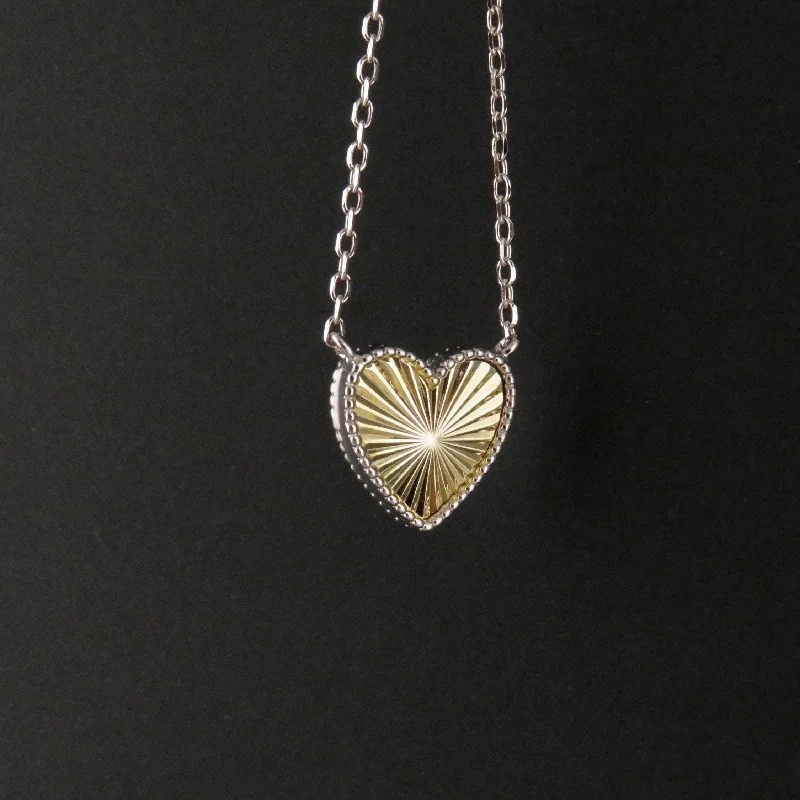 oval necklaces for women-Mixed Metal Framed Heart Burst Necklace