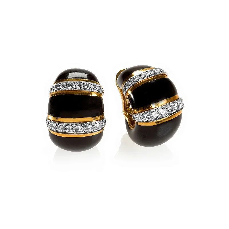 hoop earrings for women-David Webb Enamel and Diamond Earrings