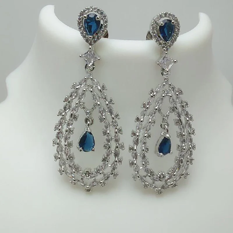 contemporary earrings for women-Manisha Jewellery Silver Plated AD Stone Dangler Earrings