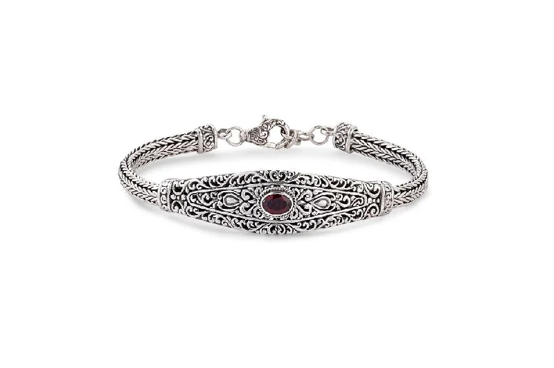 stylish silver bangles for women-Argo Bracelet- Garnet