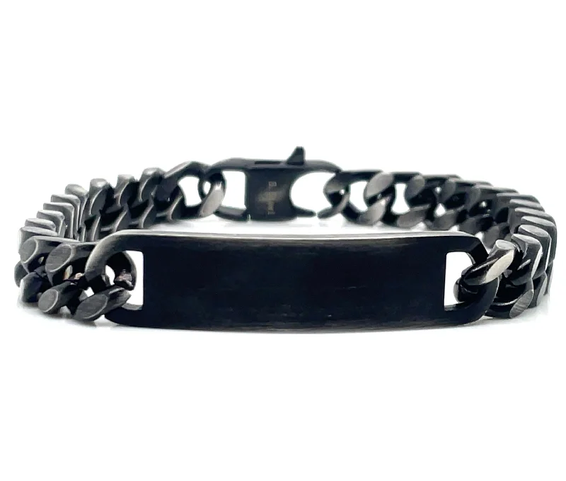 colorful bangles for women-Gents Stainless Steel Black ID Bracelet