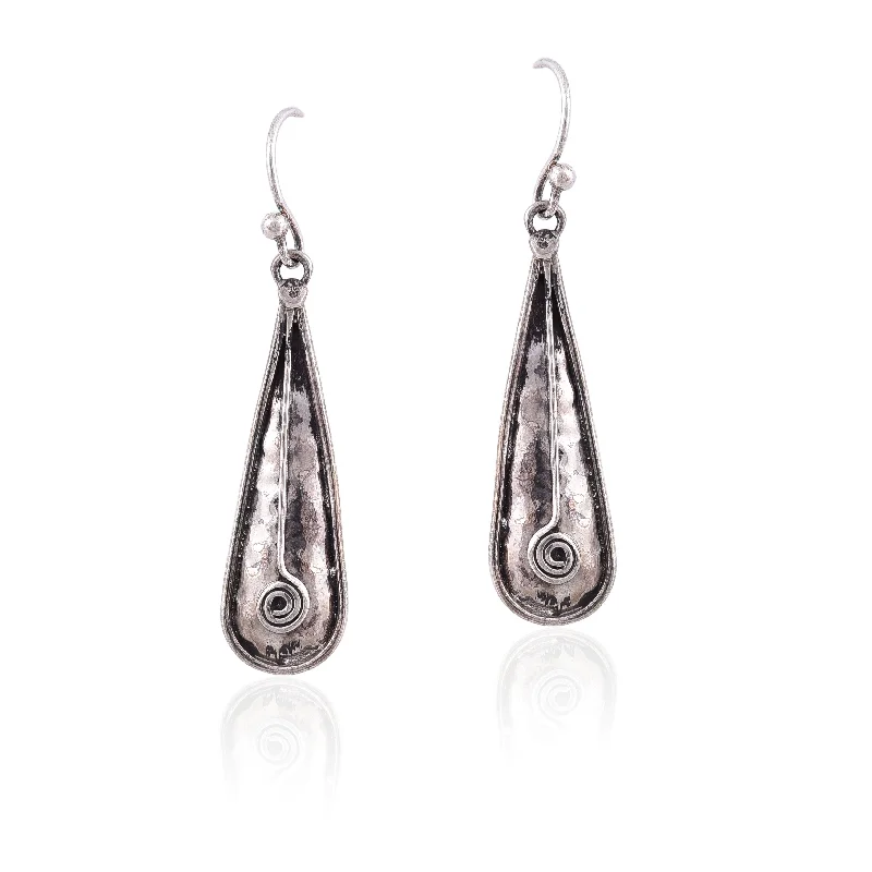 romantic earrings for women-Silver Mountain Sterling Silver hammered hook earring