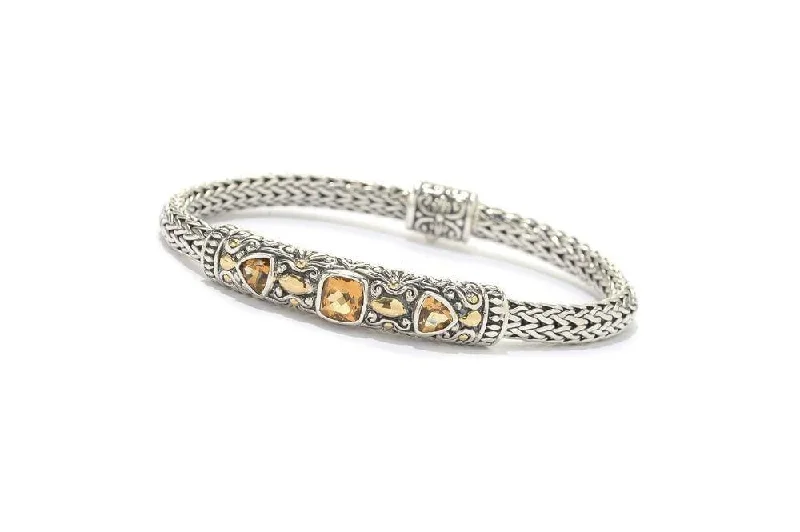 multi-row bangles for women-Trifecta Bracelet- Citrine