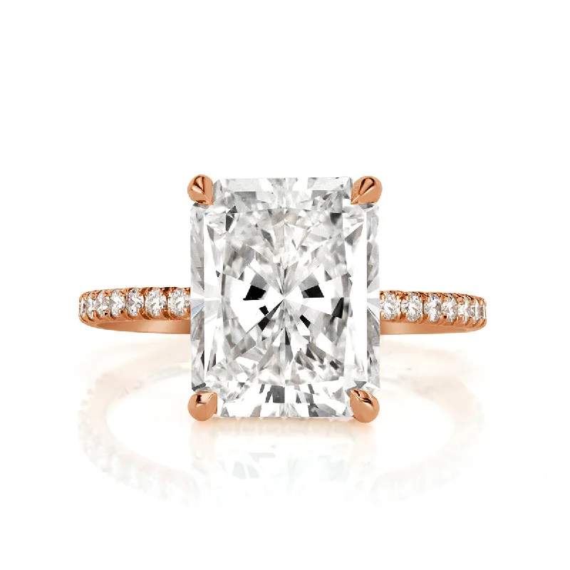 personalized engagement rings-Rose Gold Radiant Cut Diamond Engagement Ring