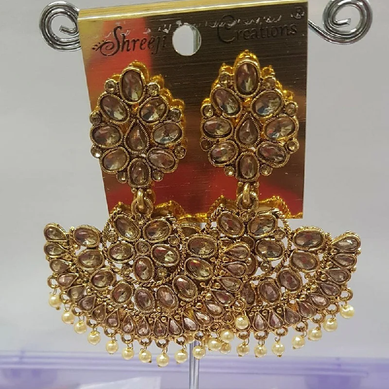 designer earrings for women-Shreeji Austrian Stone Gold Plated Dangler Earrings-ShreejiEar18