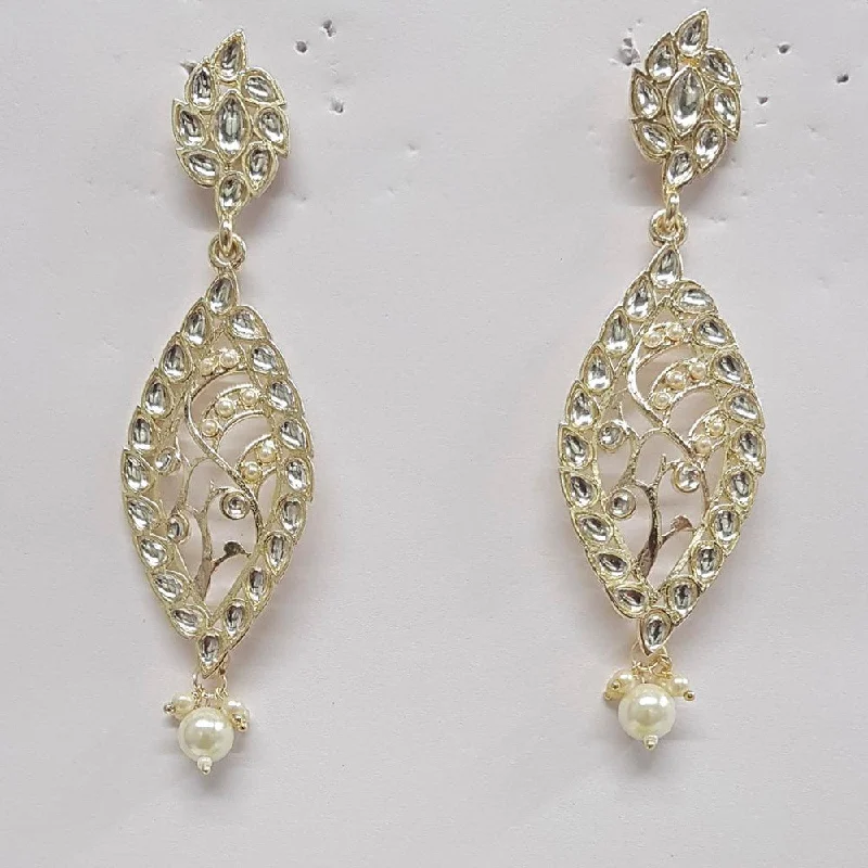 luxury gold earrings for women-Shreeji Kundan Stone Gold Plated Dangler Earrings - ShreejiEar31