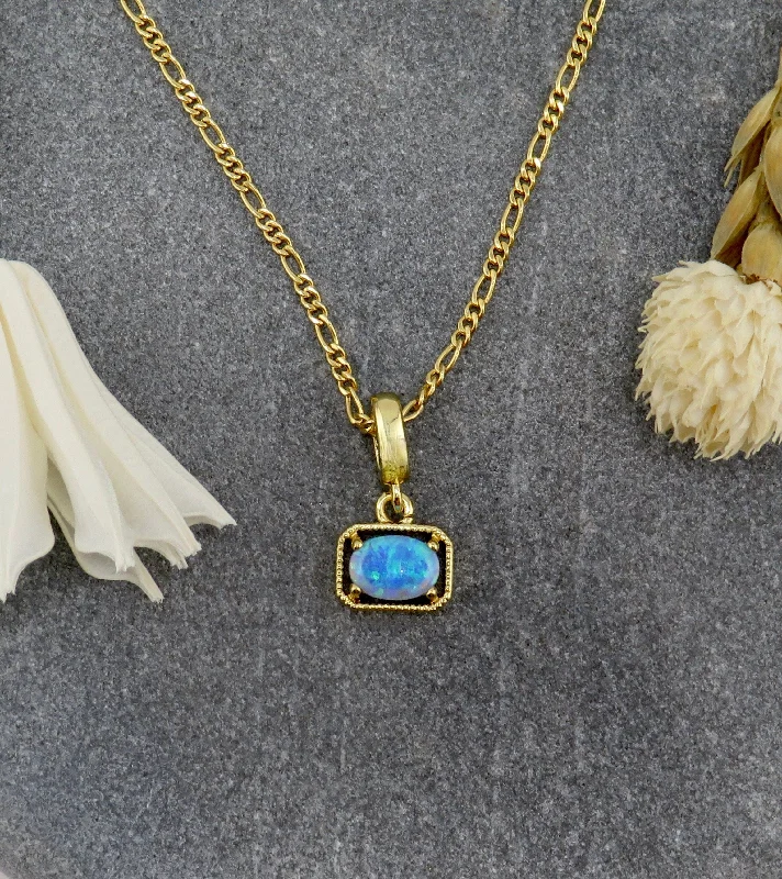 gemstone drop necklaces for women-Deco Framed Blue Opal Necklace