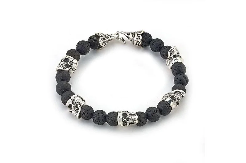 simple bangles for women-Skulls And Lava Bracelet