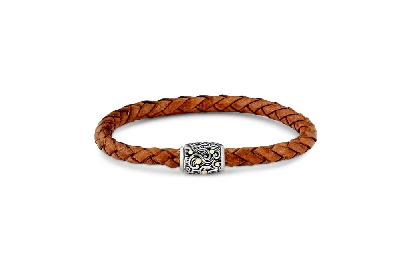 modern bangles for women-Ranu Bracelet- Brown Leather