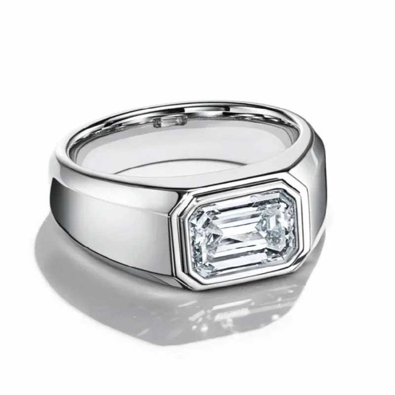 cushion engagement rings-2ct Emerald Cut Diamond Unisex Ring