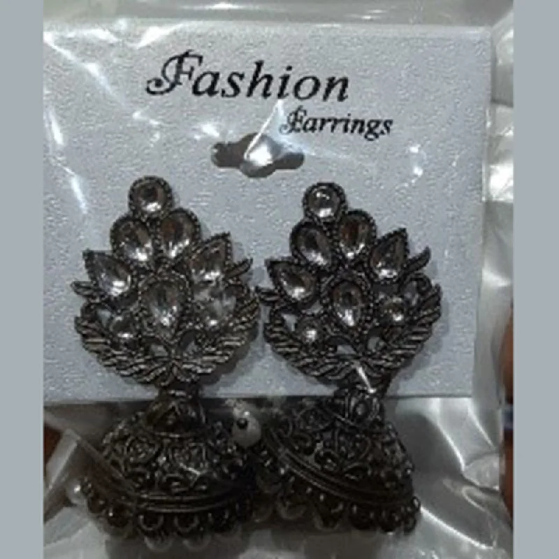 fashion statement earrings for women-Infinity Jewels Oxidised Plated Jhumki Earrings