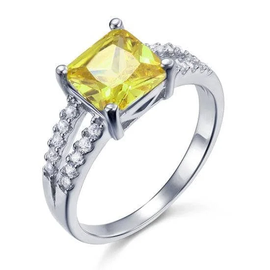 radiant engagement rings for women-Yellow Canary Color 2 Carat Created Diamond Ring