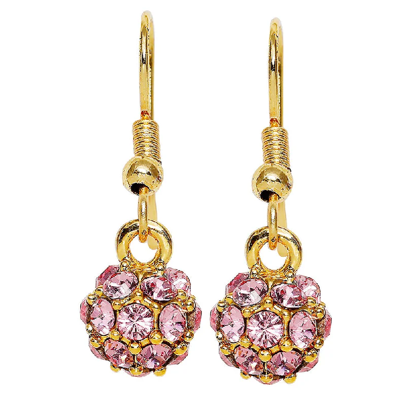 trendy earrings for women-Mahi Royal Sparklers Pink Crystals Ball Earrings for Women (ER1109758GPin)