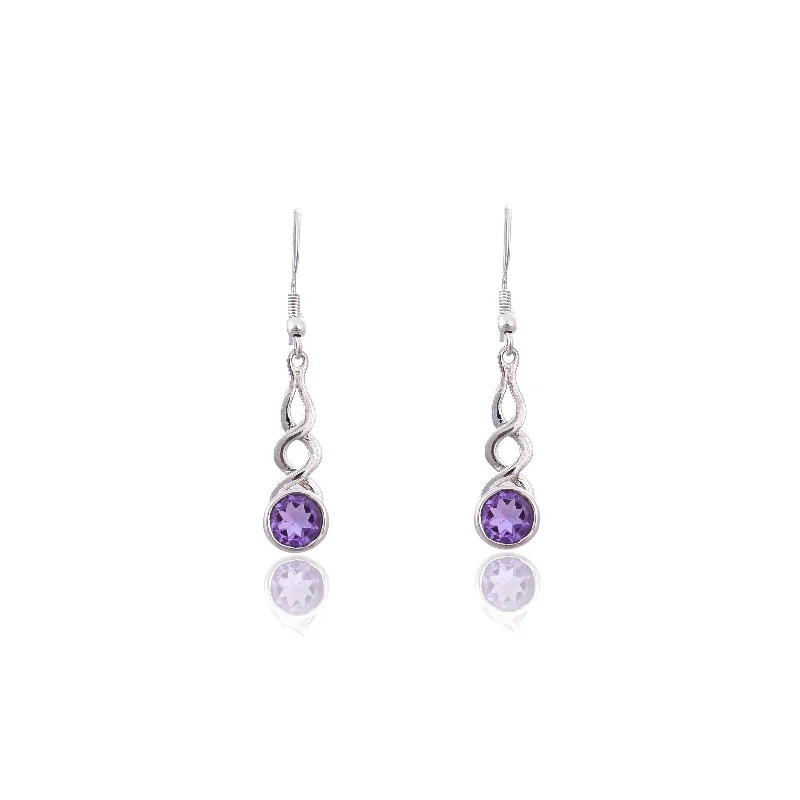 crystal earrings for women-Silver Mountain Sterling Silver Amethyst Earring