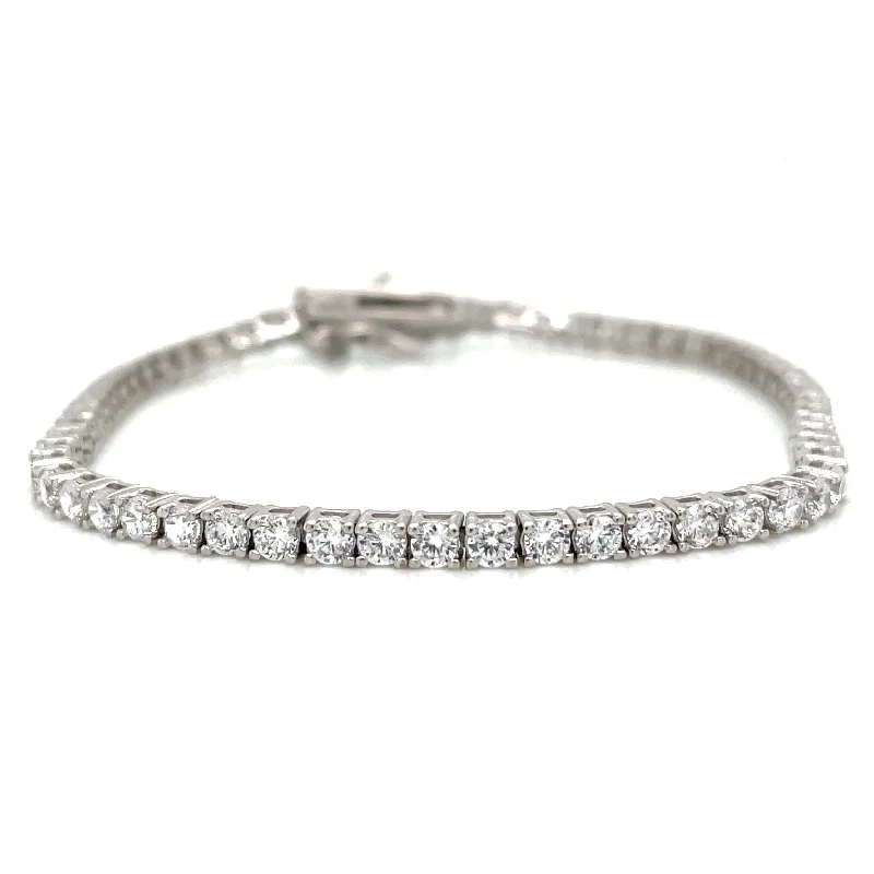 romantic charm bangles for women-2mm Rhodium Plated Tennis Bracelet