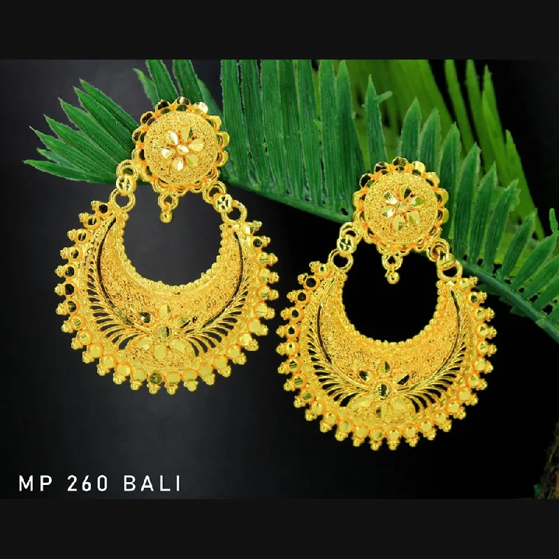 sparkly earrings for women-Mahavir Forming Gold Plated Dangler Earrings  - MP 260 Bali