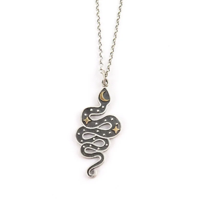 custom gold necklaces for women-Celestial Snake Necklace