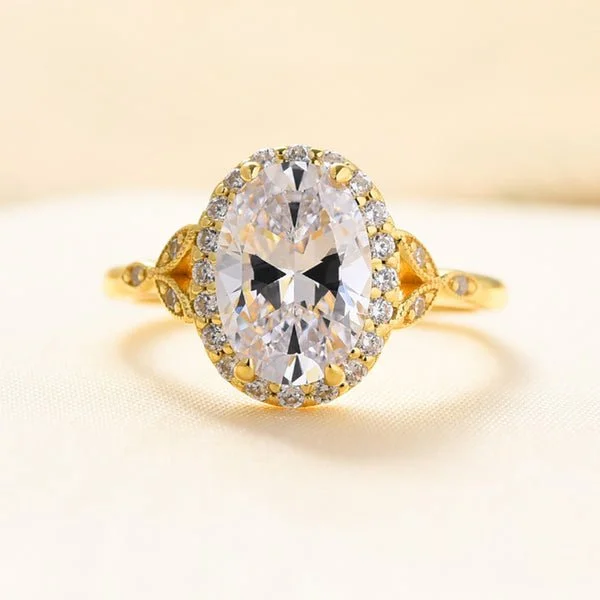 sapphire engagement rings-Yellow Gold 2.0ct Oval Cut Engagement Ring