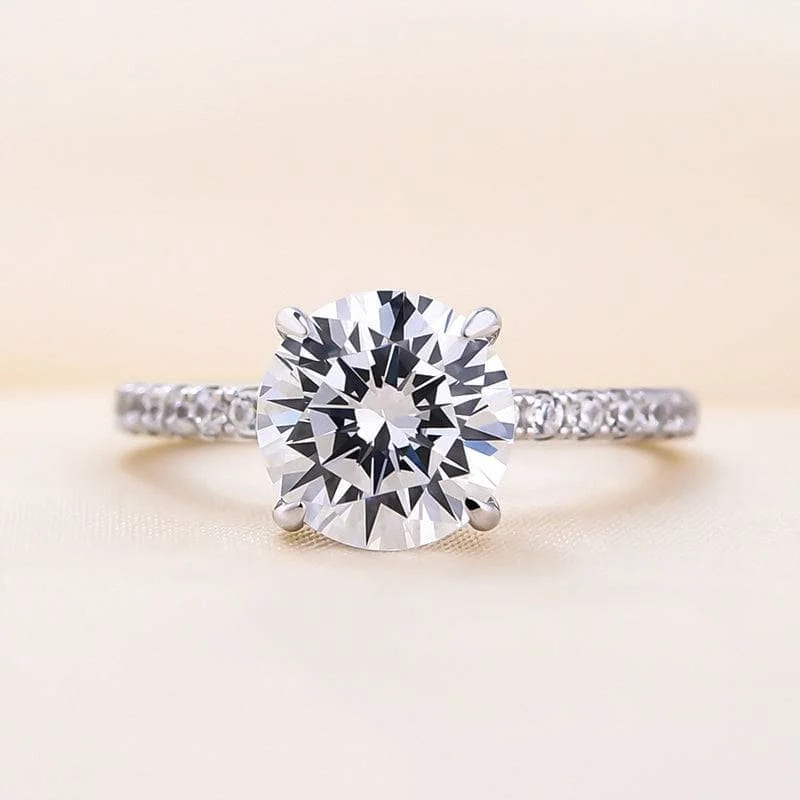 cushion diamond engagement rings-White Gold Classic Round Cut 4 prong Engagement Ring