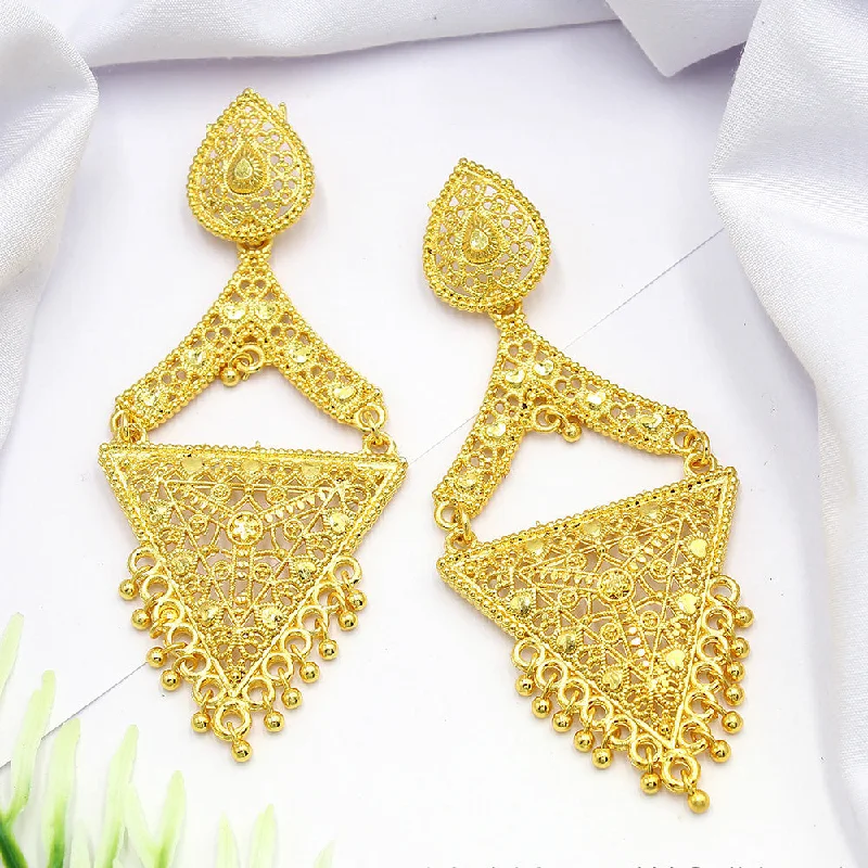 sterling silver earrings for women-Mahavir Dye Gold Dangler Earrings