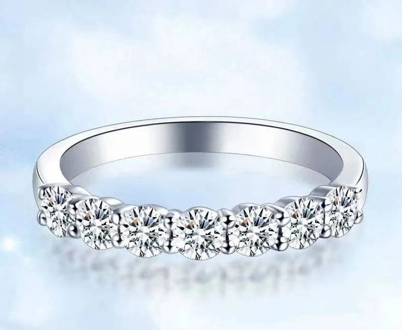 luxury engagement rings-Created Diamond Ring Half A Circle Seven Stones