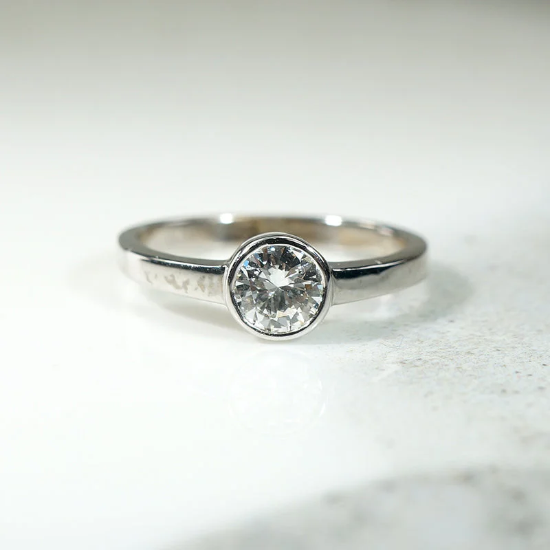 vintage-inspired engagement rings-Sparkling Vintage Diamond in White Gold Bezel Ring by 720