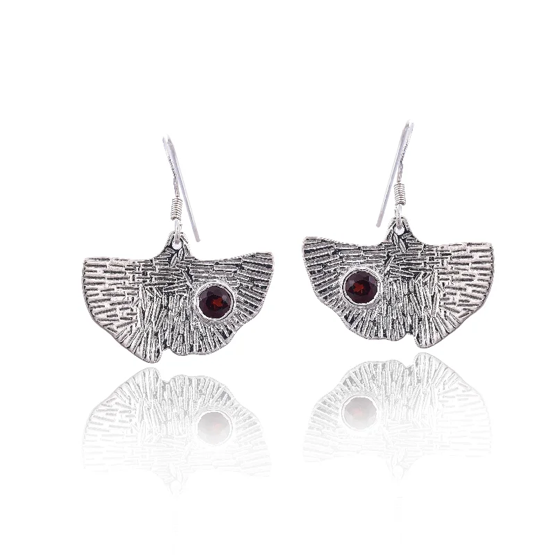 trendy statement earrings for women-Silver Mountain 925 Silver Garnet Earring