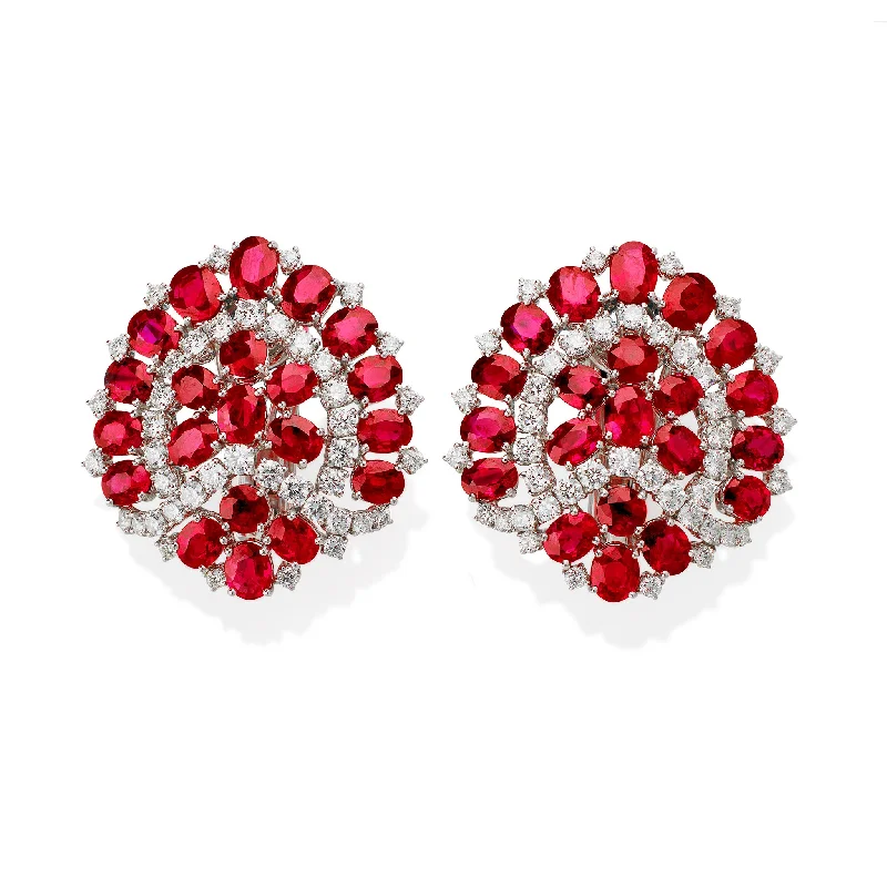 diamond earrings for women-Bulgari Roma 1960s Burma No-Heat Ruby and Diamond Clip Earrings