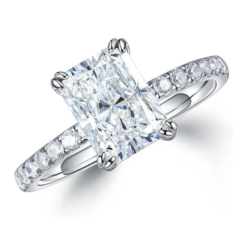 diamond engagement rings-Elegant 3.0ct Radiant Cut Diamond Engagement Ring