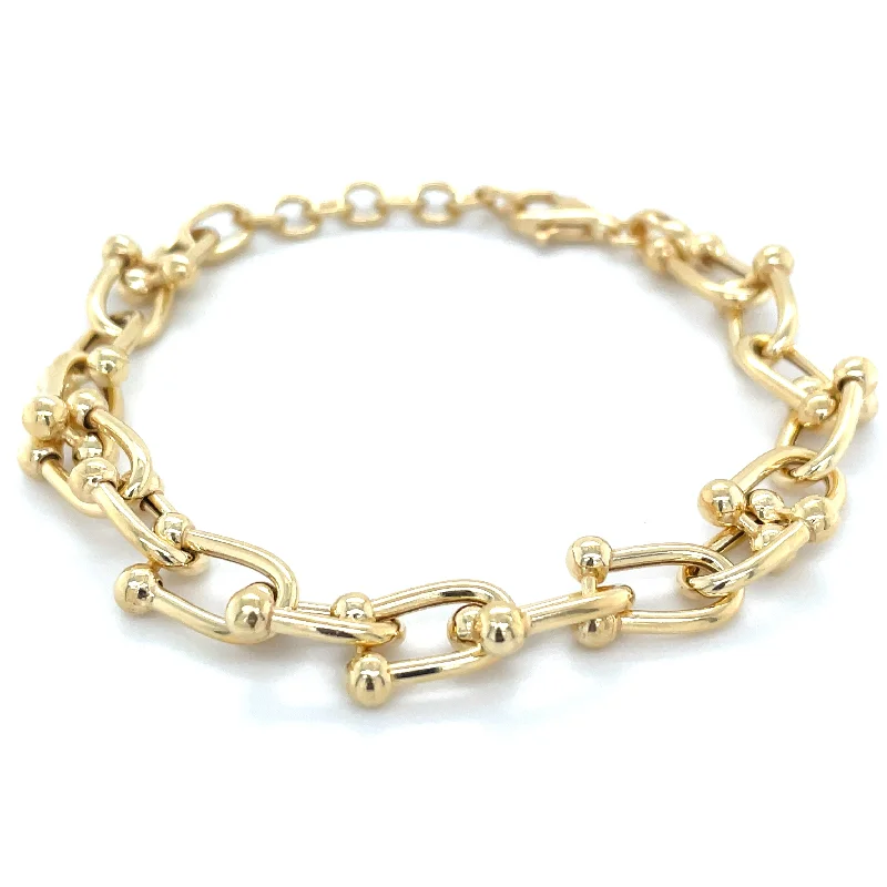 charm bangles for women-Golden Chunky Industrial Style Bracelet