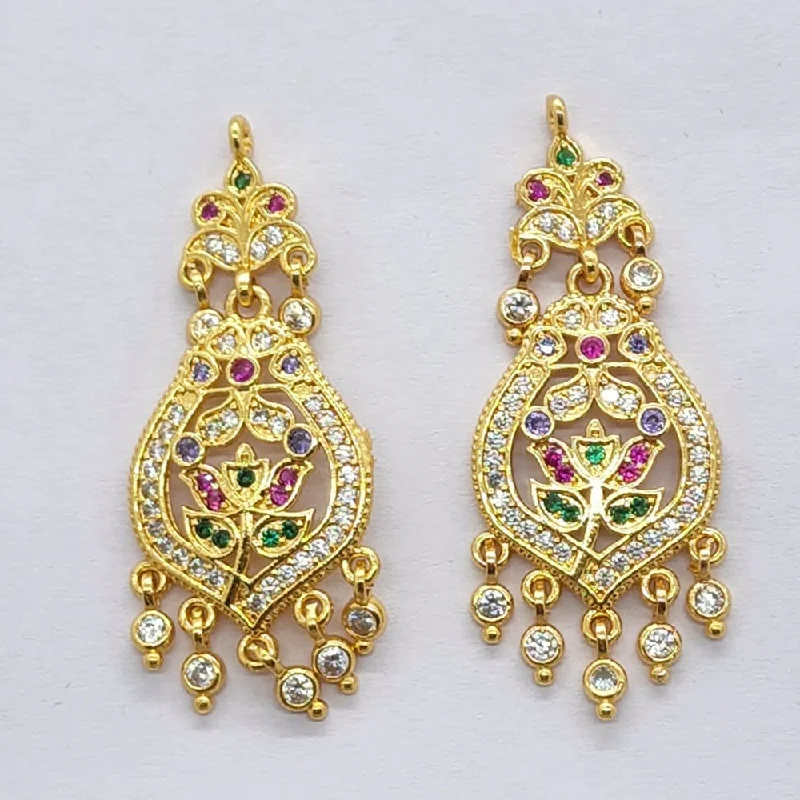 multi-layer earrings for women-Raiyaraj Gold Plated American Diamond Micro Plating Pack of 3 Dangler Fancy Earrings