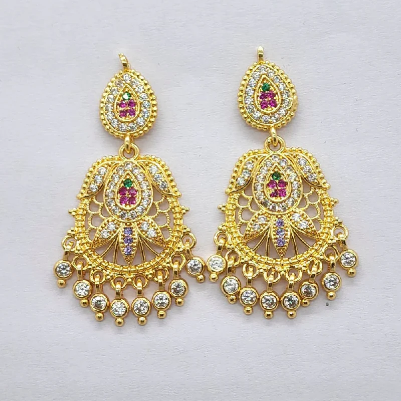 engagement earrings for women-Raiyaraj Gold Plated American Diamond Micro Plating Pack of 3 Dangler Stylish Earrings