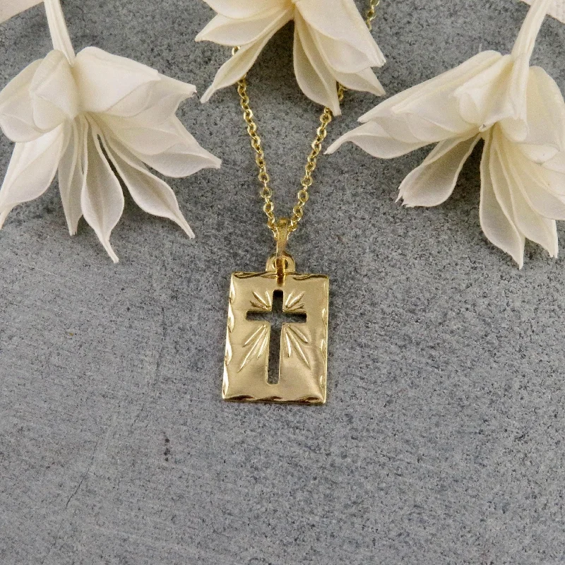 engagement pendant necklaces for women-Cutout Cross Medallion Necklace