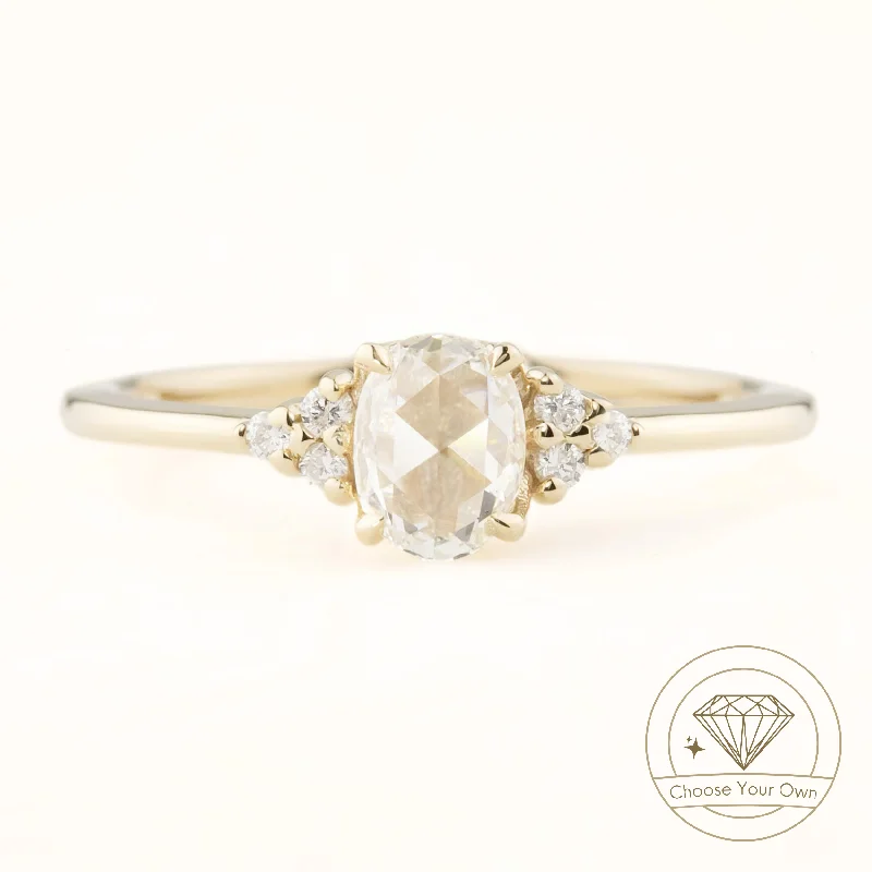 luxury engagement rings for brides-Teresa Ring, Oval Rose Cut Diamond