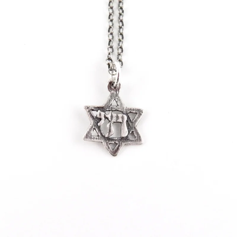 personalized name necklaces for women-Delicate Chai in Star of David Necklace