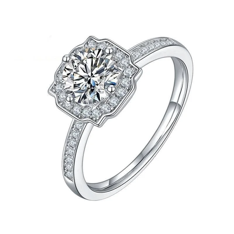 cushion diamond engagement rings-1.0 ct Round Halo Channel Diamond Engagement Ring